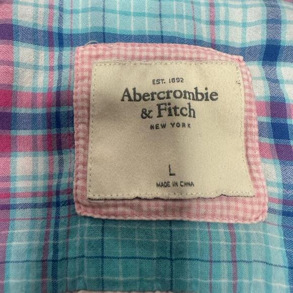 Abercrombie & Fitch Plaid Women’s Button Up Cinched Fitted Flannel Size Large - Picture 3 of 4